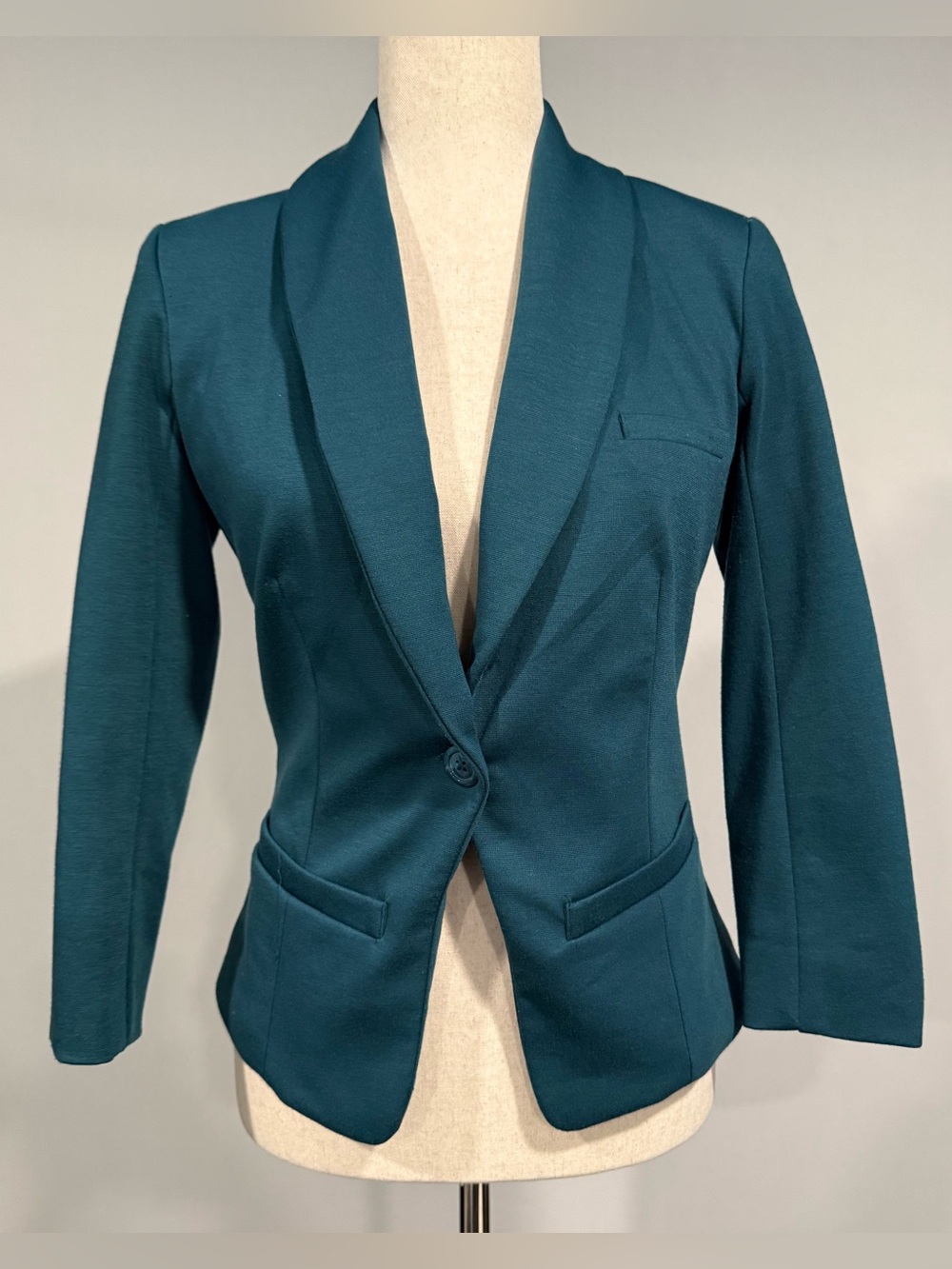 Mossimo Supply Co. Teal Single-Button 3/4 Sleeve Blazer
